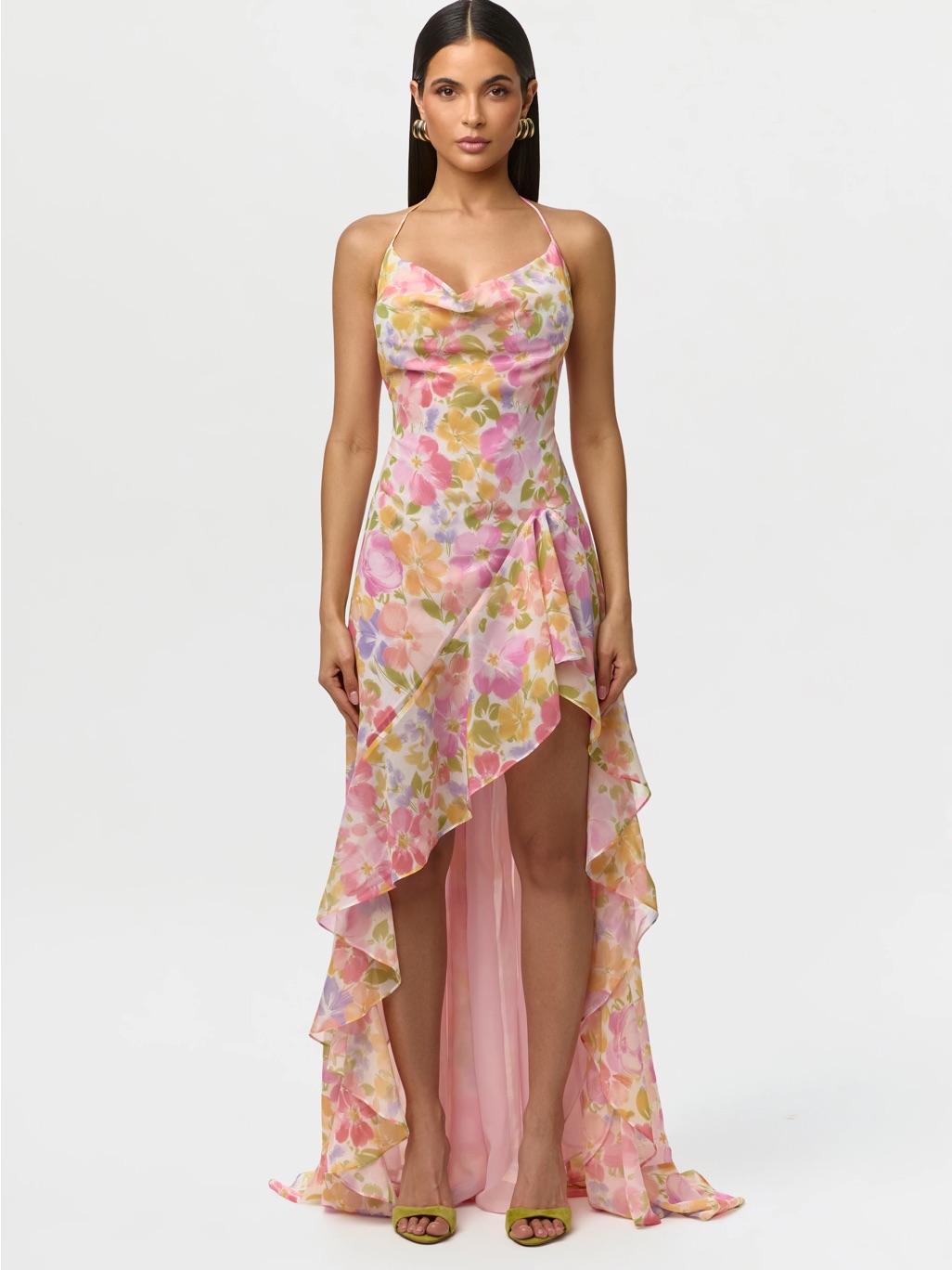 Naked Wardrobe Chiffon Print Ruffle Dress In Size M Bnwt